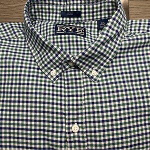 Rye Men's Green, Navy and White Checked Shirt
